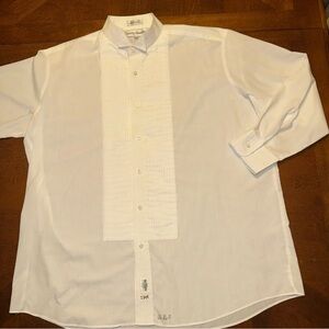 Ameritux mens white tuxedo shirt Polyester Cotton Blend L/S Size XL 34-35